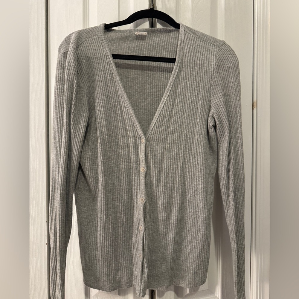 Wilfred Ribbed Cardigan Grey, Small